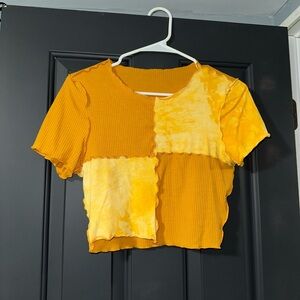 Yellow patchwork crop top